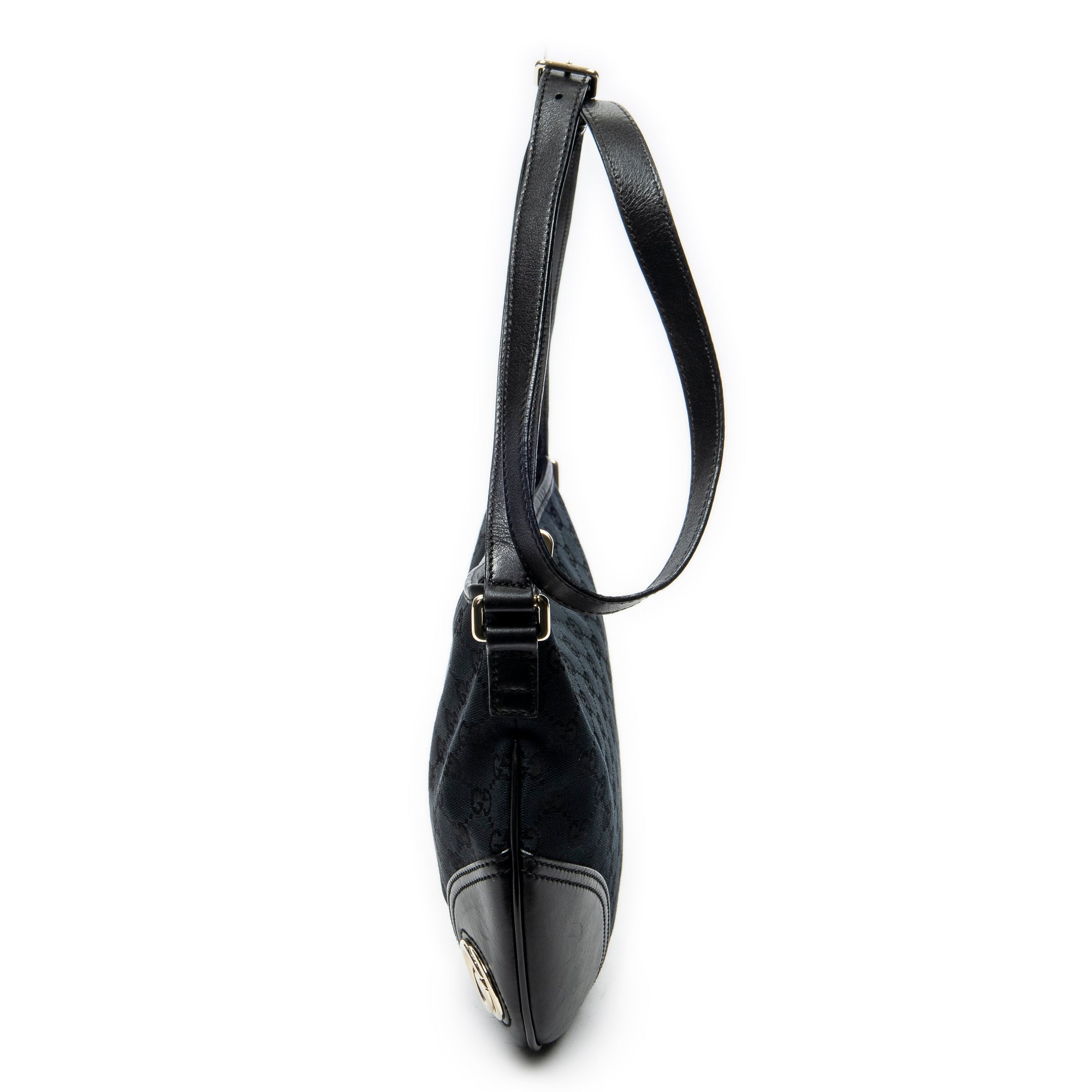 Shoulder Bag Britt Messenger Hobo Black Monogrammed Canvas
