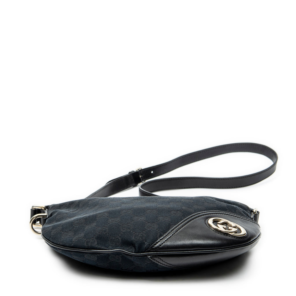 Shoulder Bag Britt Messenger Hobo Black Monogrammed Canvas