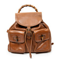 Backpack Large Bamboo Backpack Brown Smooth Leather
