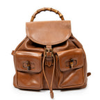 Backpack Large Bamboo Backpack Brown Smooth Leather