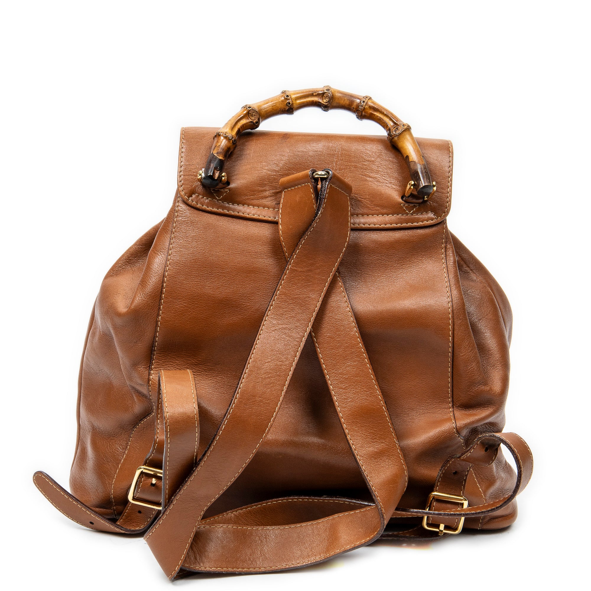 Backpack Large Bamboo Backpack Brown Smooth Leather