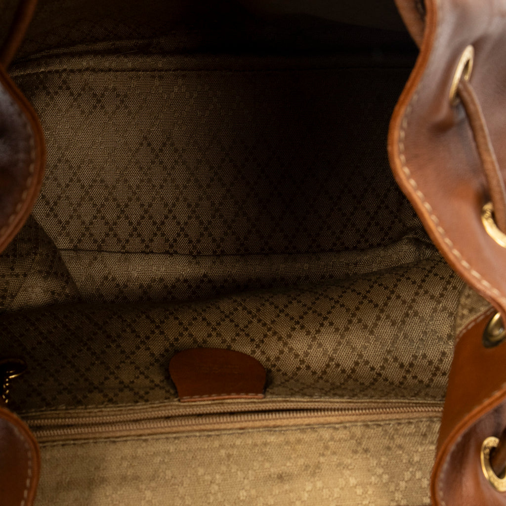 Backpack Large Bamboo Backpack Brown Smooth Leather