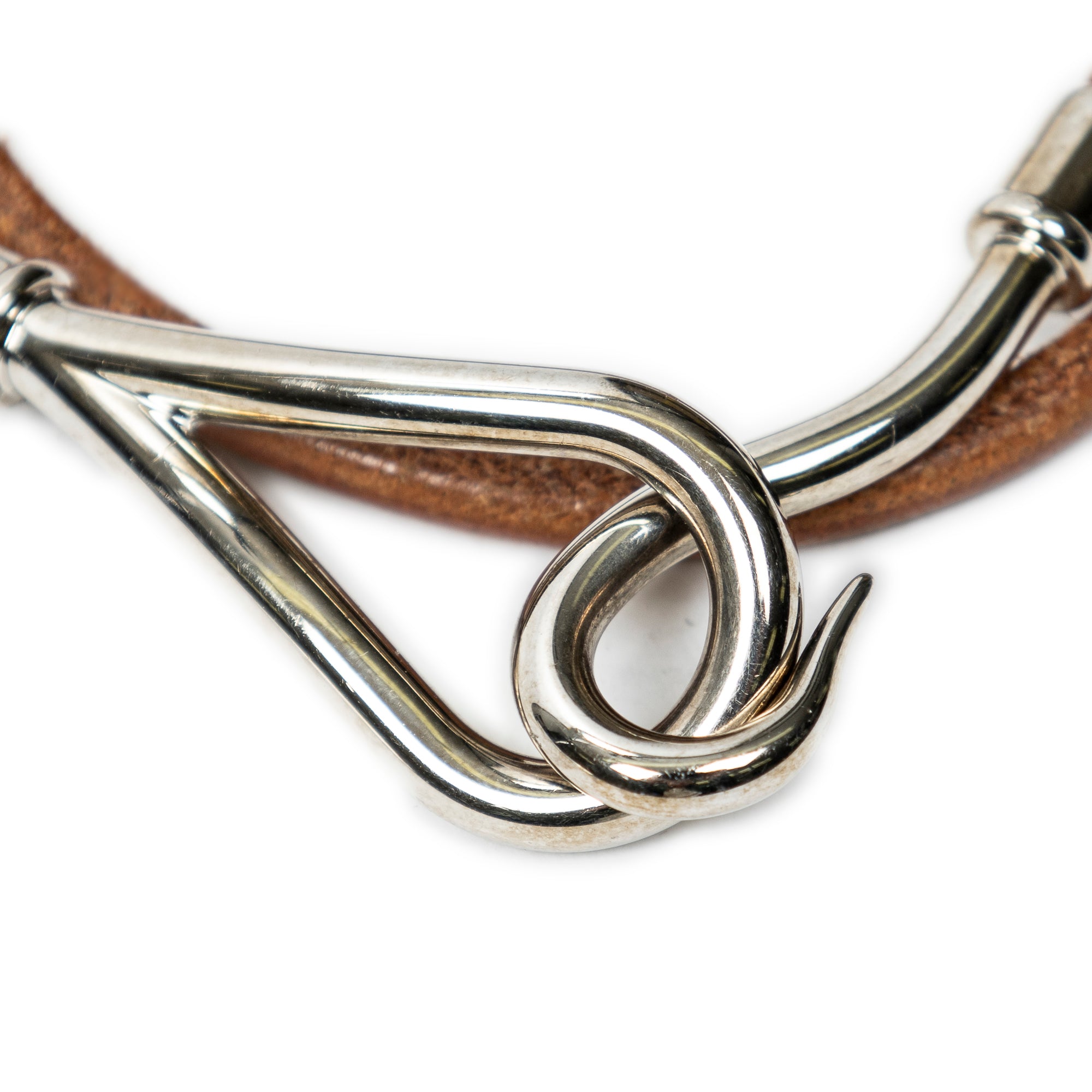 Bracelet Jumbo Hook Double Tour Bracelet Brown Calfskin Leather