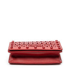 Shoulder Bag Chain Flap Red Nappa Matelasse Leather