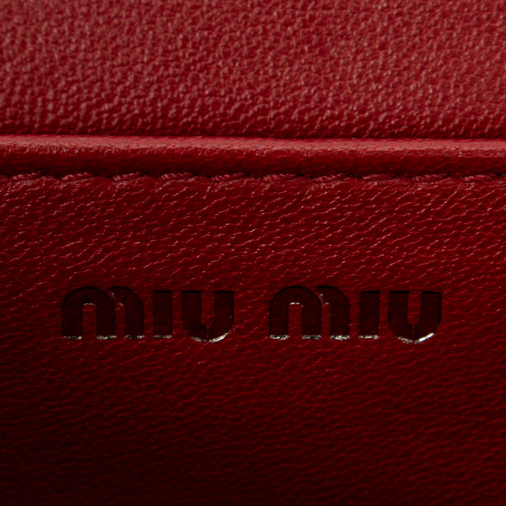 Shoulder Bag Chain Flap Red Nappa Matelasse Leather