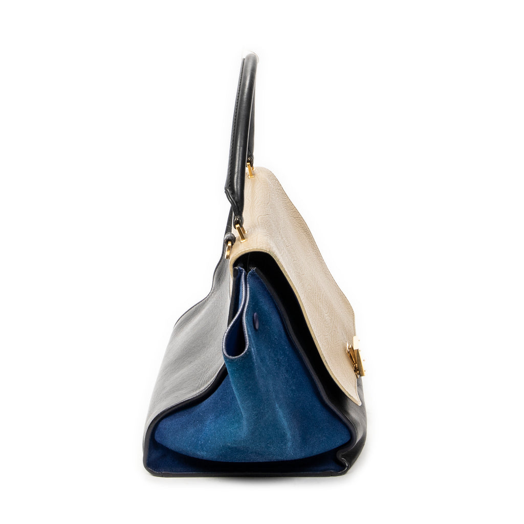Handbag Medium Tricolor Trapeze Beige Calfskin Leather