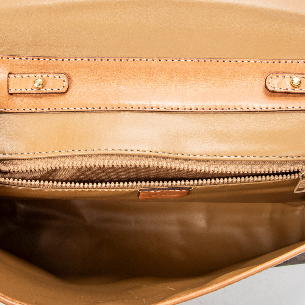 Shoulder Bag Vintage Rectangular Crossbody Brown Macadam Coated Canvas