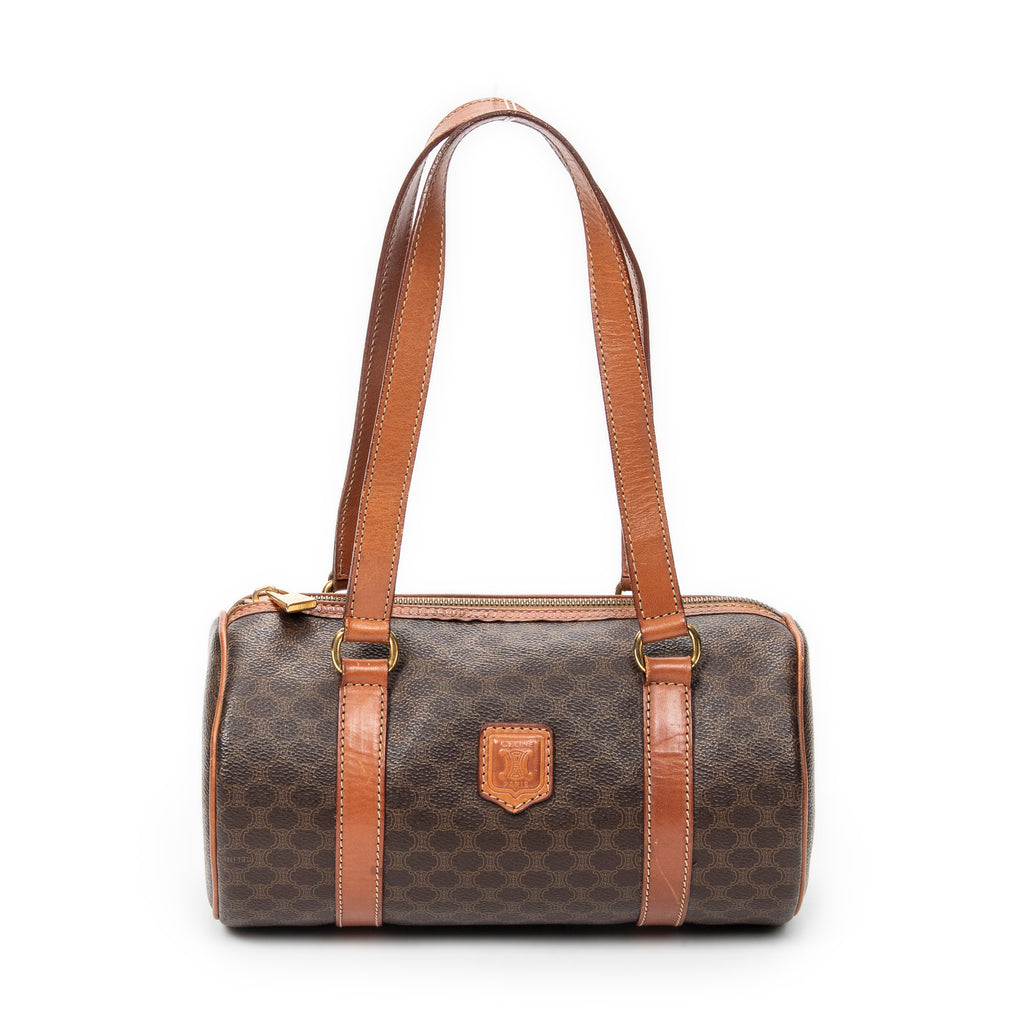 Shoulder Bag Vintage Barrel Bag Brown Macadam Coated Canvas