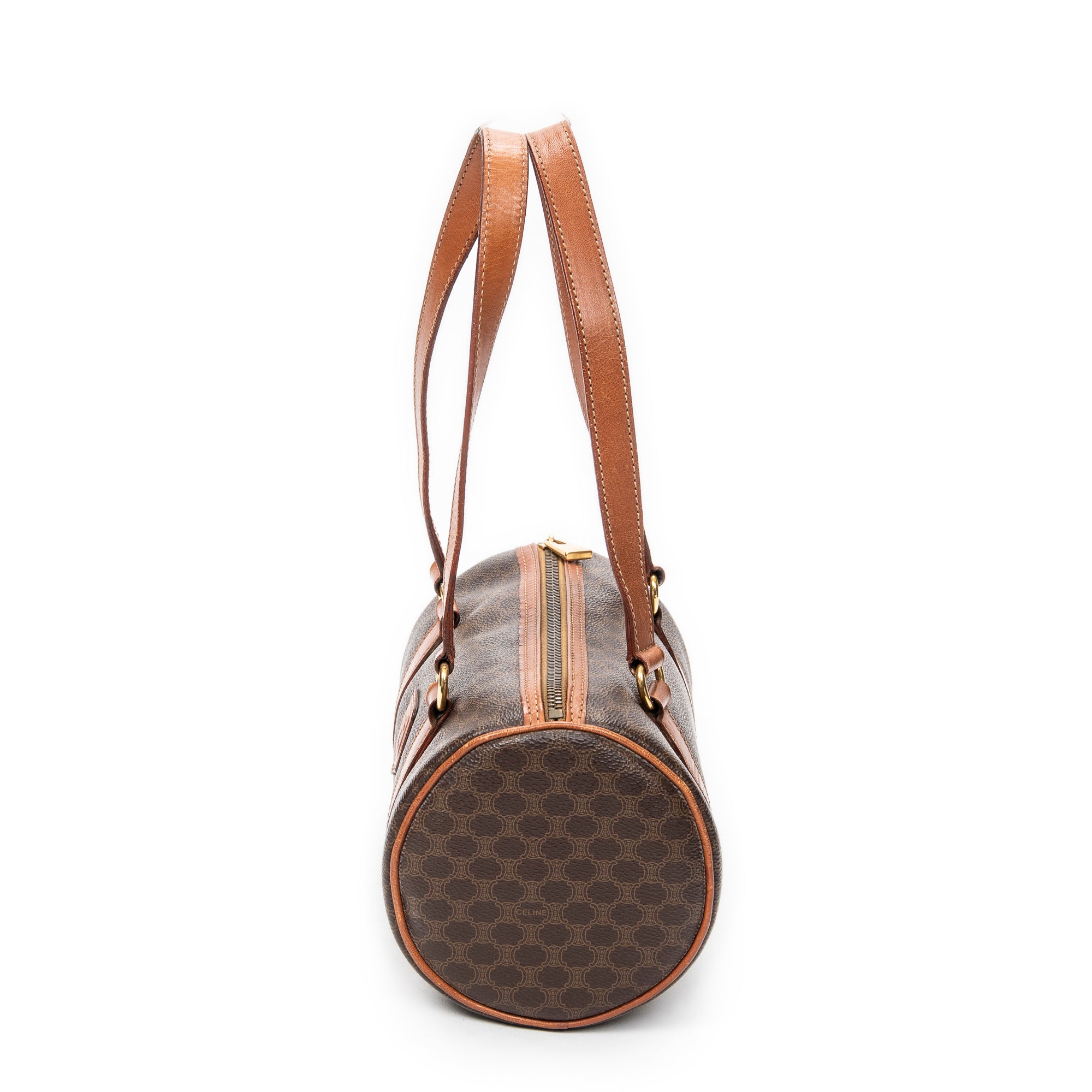 Shoulder Bag Vintage Barrel Bag Brown Macadam Coated Canvas