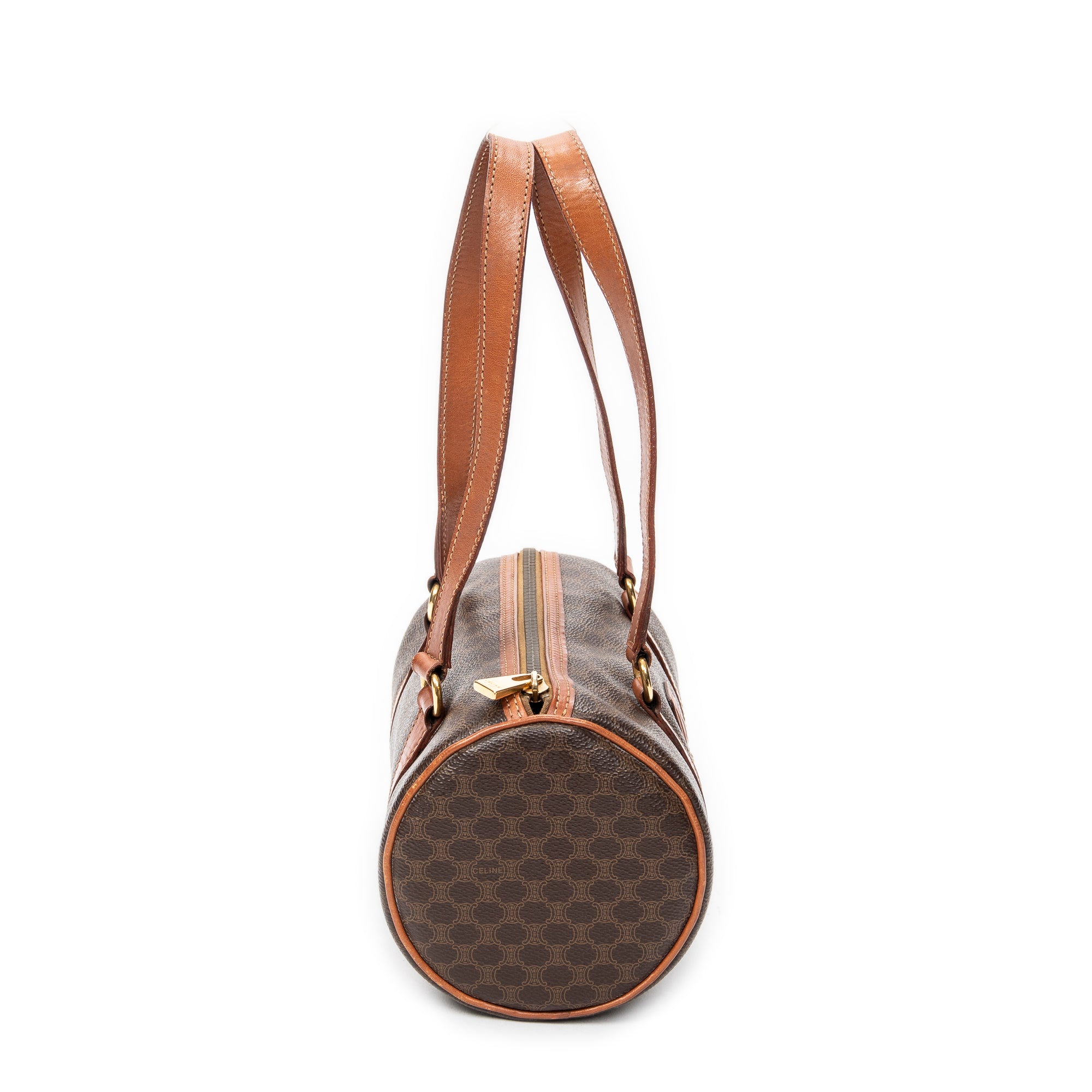 Shoulder Bag Vintage Barrel Bag Brown Macadam Coated Canvas
