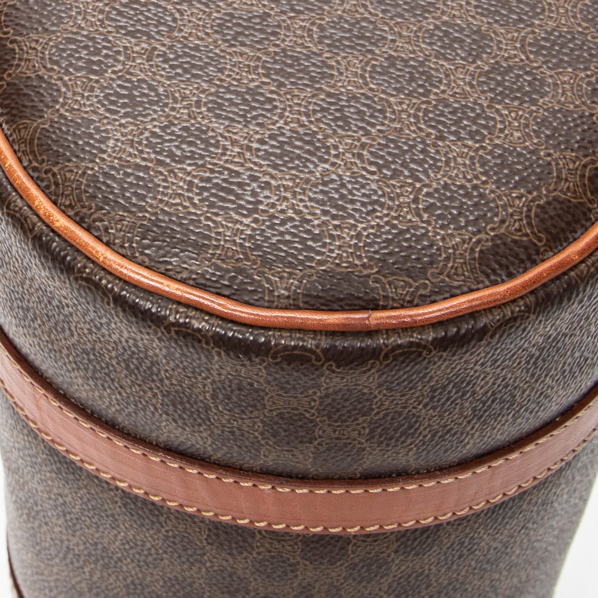 Shoulder Bag Vintage Barrel Bag Brown Macadam Coated Canvas