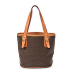 Shoulder Bag Vintage Bucket Tote Brown Macadam Coated Canvas