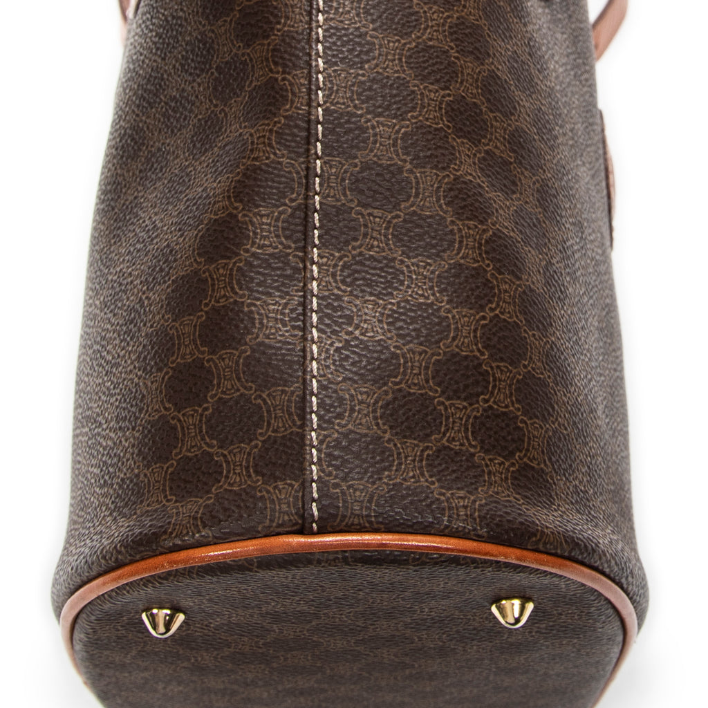 Shoulder Bag Vintage Bucket Tote Brown Macadam Coated Canvas