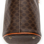 Shoulder Bag Vintage Bucket Tote Brown Macadam Coated Canvas