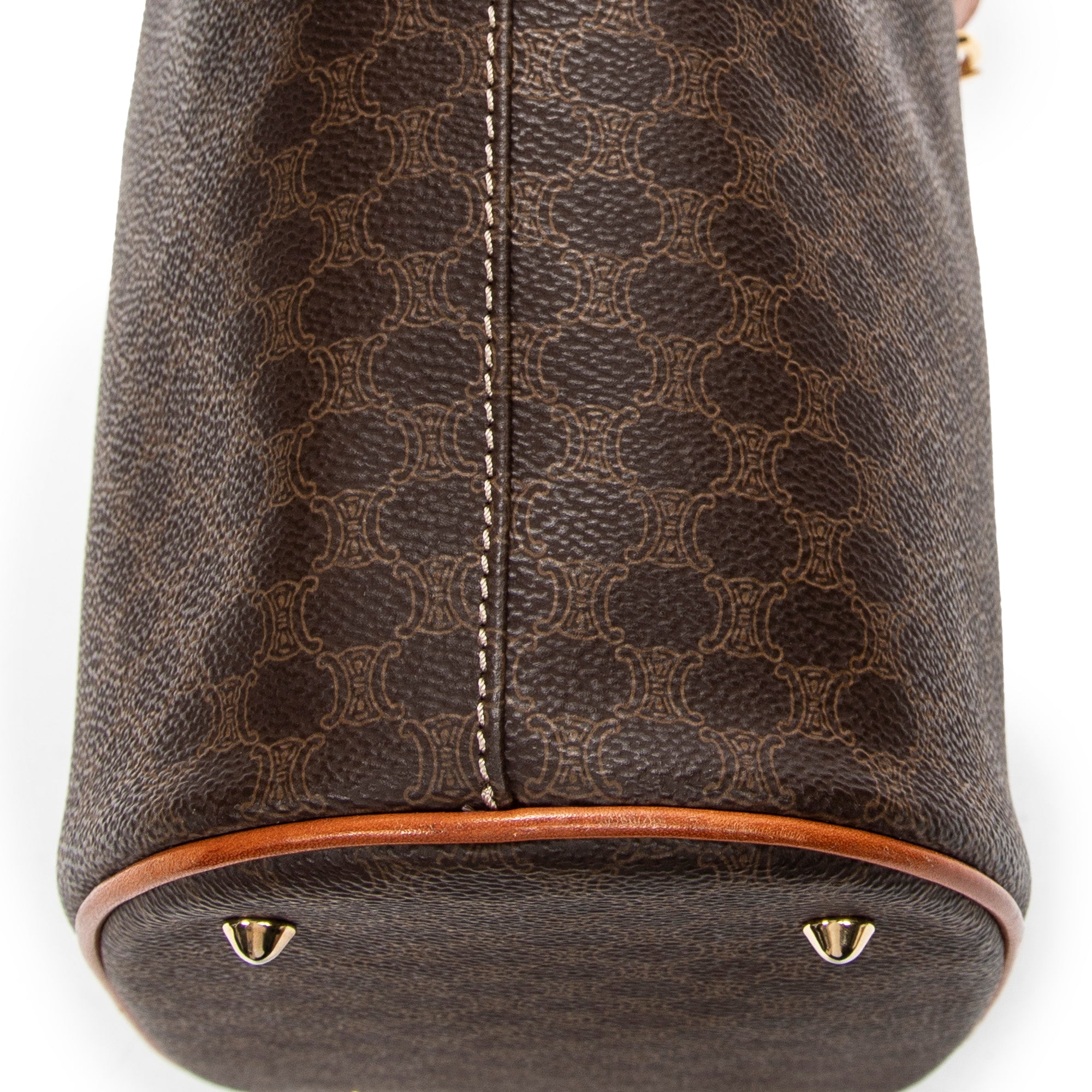 Shoulder Bag Vintage Bucket Tote Brown Macadam Coated Canvas