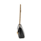 Shoulder Bag Small Elsie Chain Flap Black Grained Leather