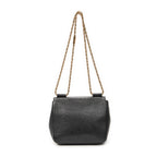 Shoulder Bag Small Elsie Chain Flap Black Grained Leather