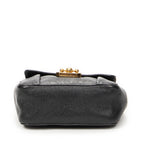 Shoulder Bag Small Elsie Chain Flap Black Grained Leather