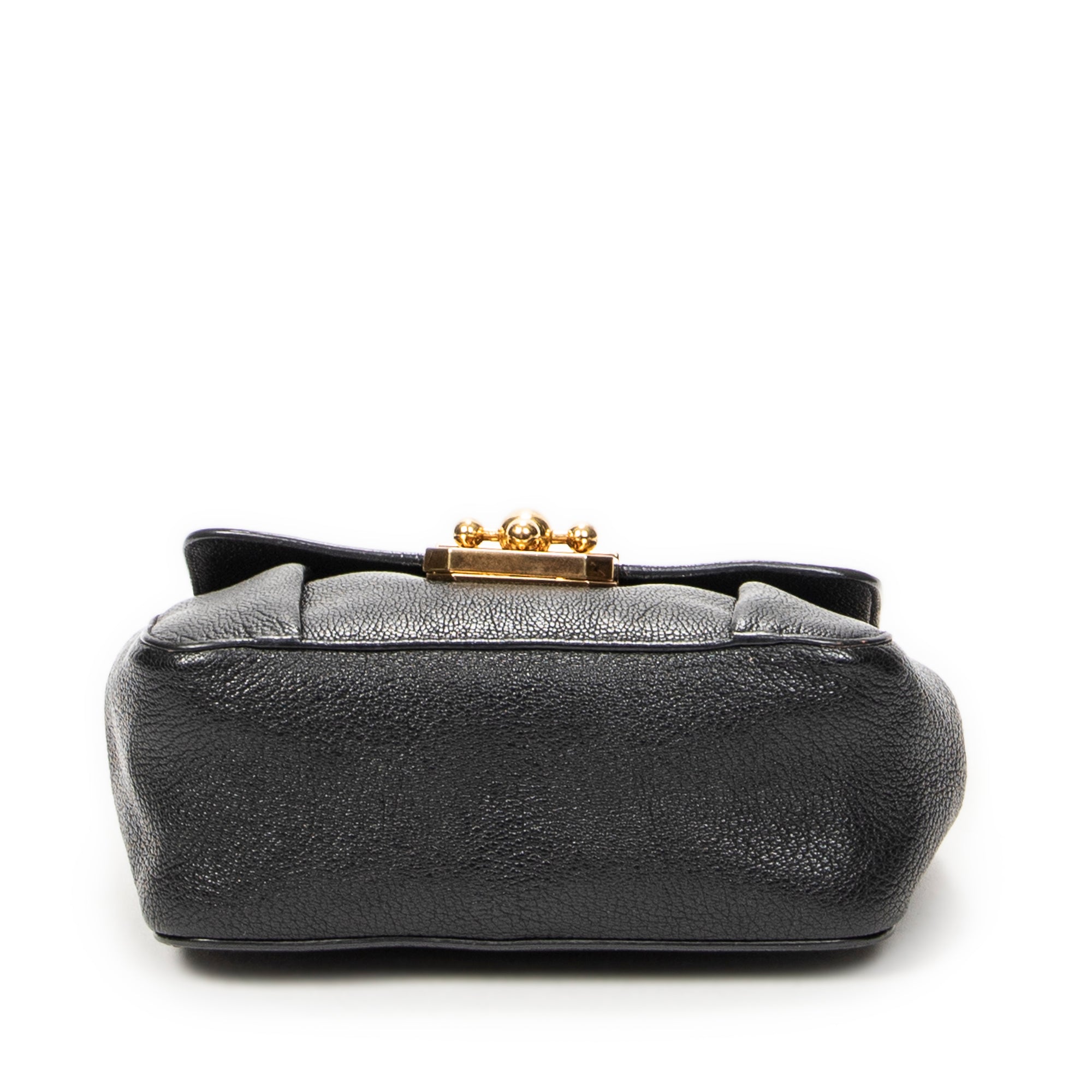 Shoulder Bag Small Elsie Chain Flap Black Grained Leather