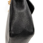 Shoulder Bag Small Elsie Chain Flap Black Grained Leather