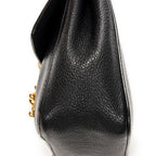 Shoulder Bag Small Elsie Chain Flap Black Grained Leather