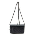 Bolso al hombro Cambon Ligne Cartera con cadena de piel de becerro acolchada negra