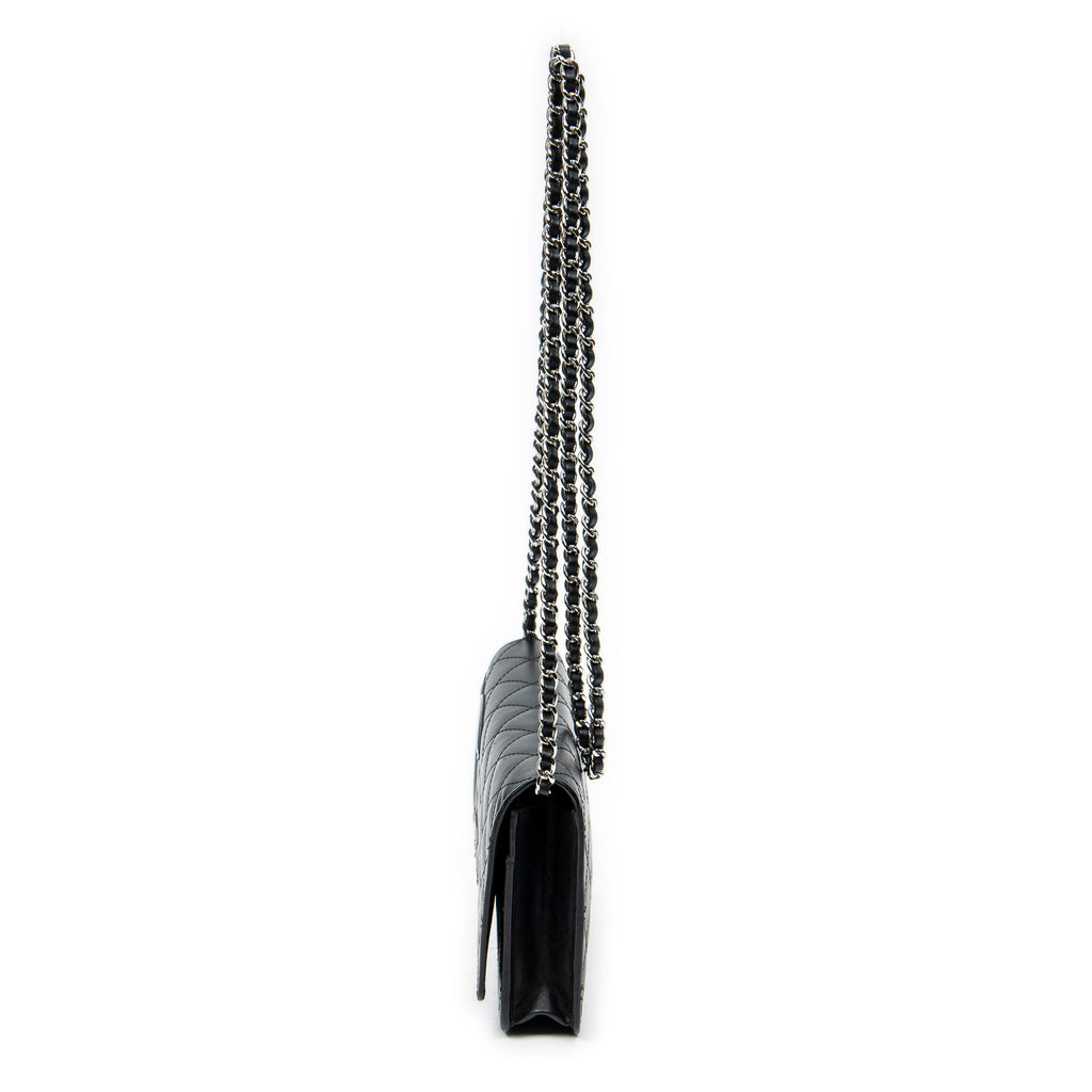 Bolso al hombro Cambon Ligne Cartera con cadena de piel de becerro acolchada negra