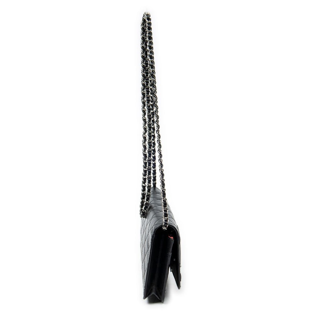 Bolso al hombro Cambon Ligne Cartera con cadena de piel de becerro acolchada negra