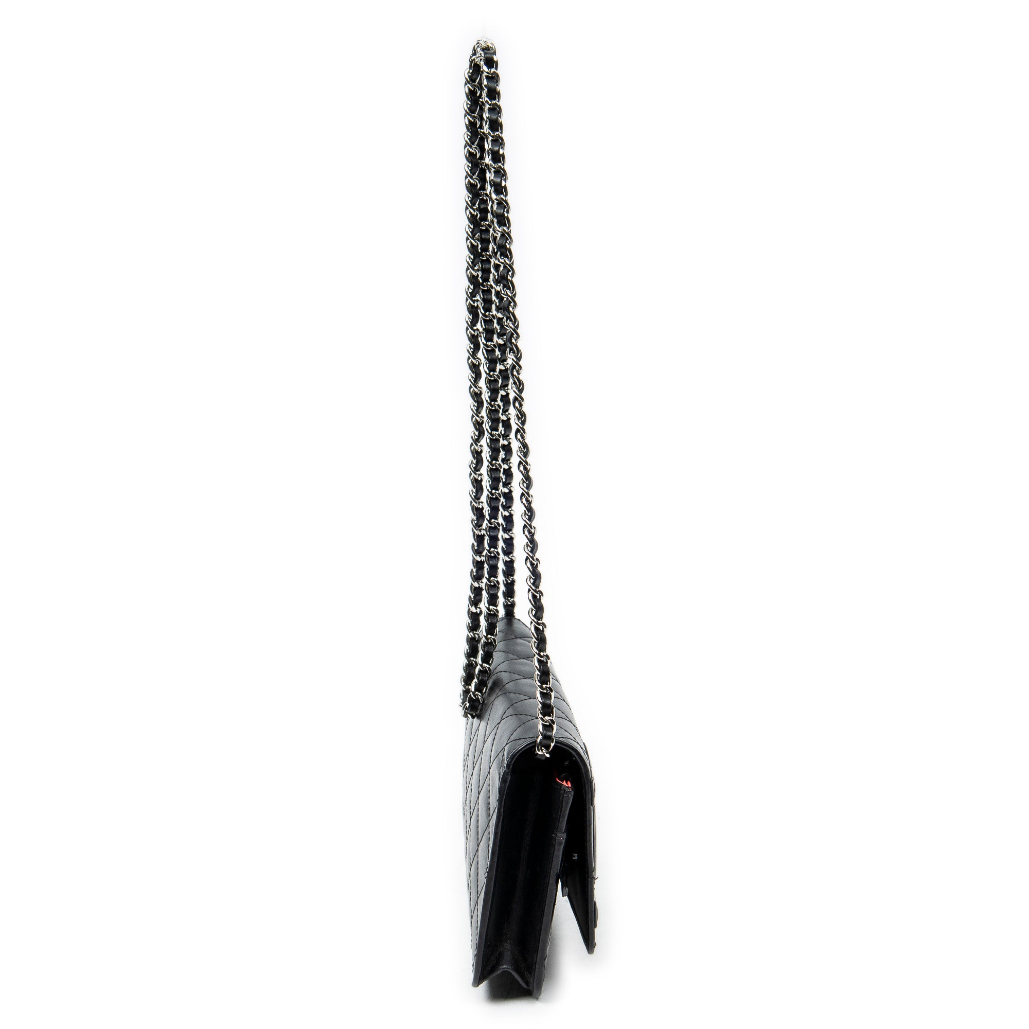 Bolso al hombro Cambon Ligne Cartera con cadena de piel de becerro acolchada negra