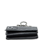 Bolso al hombro Cambon Ligne Cartera con cadena de piel de becerro acolchada negra