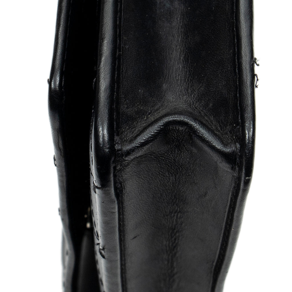 Bolso al hombro Cambon Ligne Cartera con cadena de piel de becerro acolchada negra