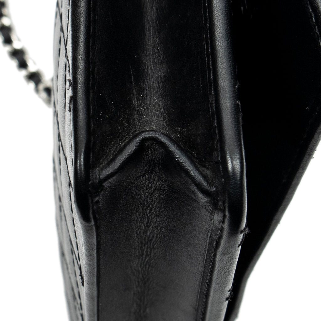 Bolso al hombro Cambon Ligne Cartera con cadena de piel de becerro acolchada negra