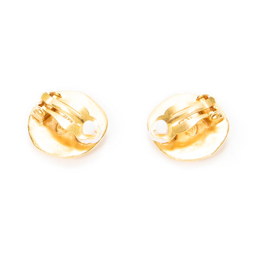 Pendientes CC redondos de clip, chapados en oro
