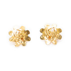 Pendientes CC Aretes de clip florales Oro Baño de oro