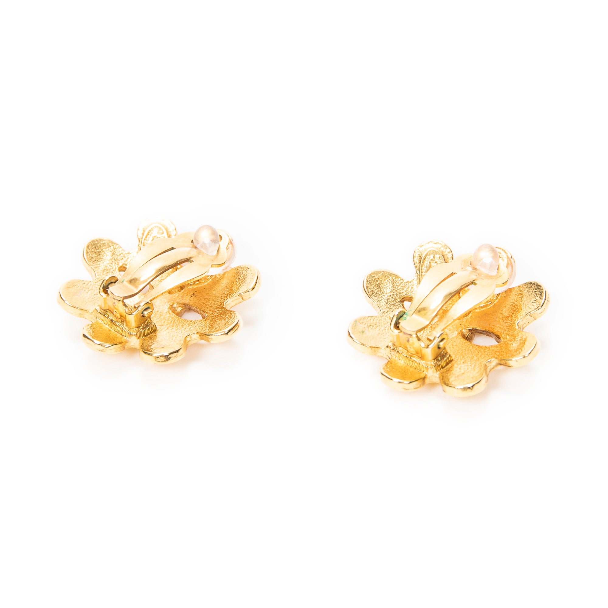 Earrings CC Floral Clip On Earrings Gold Gold Plated