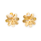 Pendientes CC Aretes de clip florales Oro Baño de oro