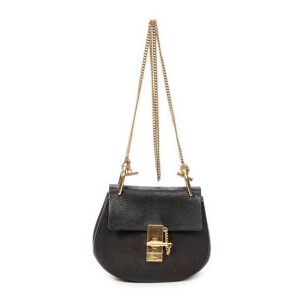 Shoulder Bag Mini Drew Black Grained Calfskin Leather