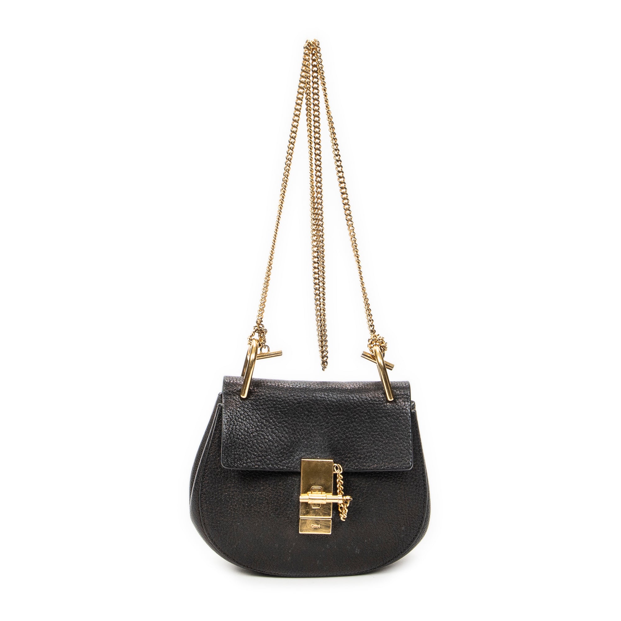Shoulder Bag Mini Drew Black Grained Calfskin Leather