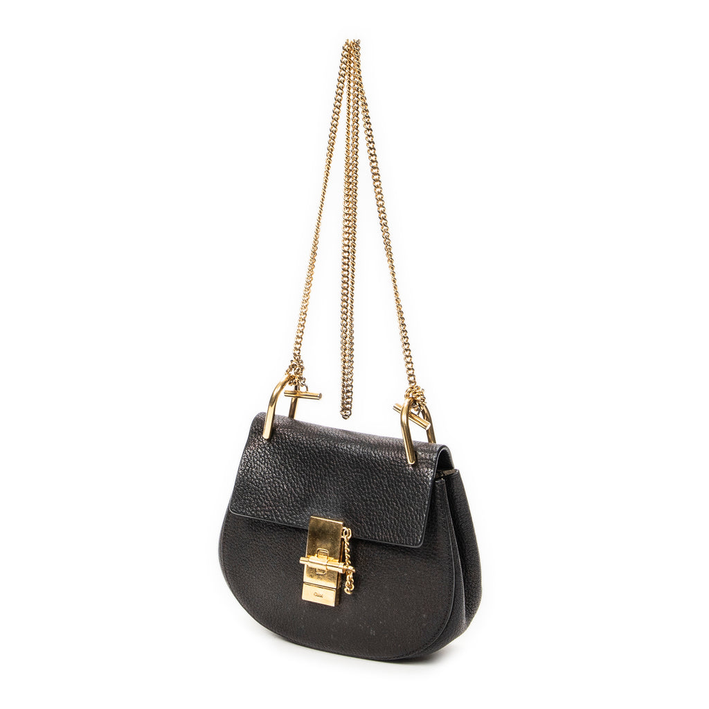 Shoulder Bag Mini Drew Black Grained Calfskin Leather