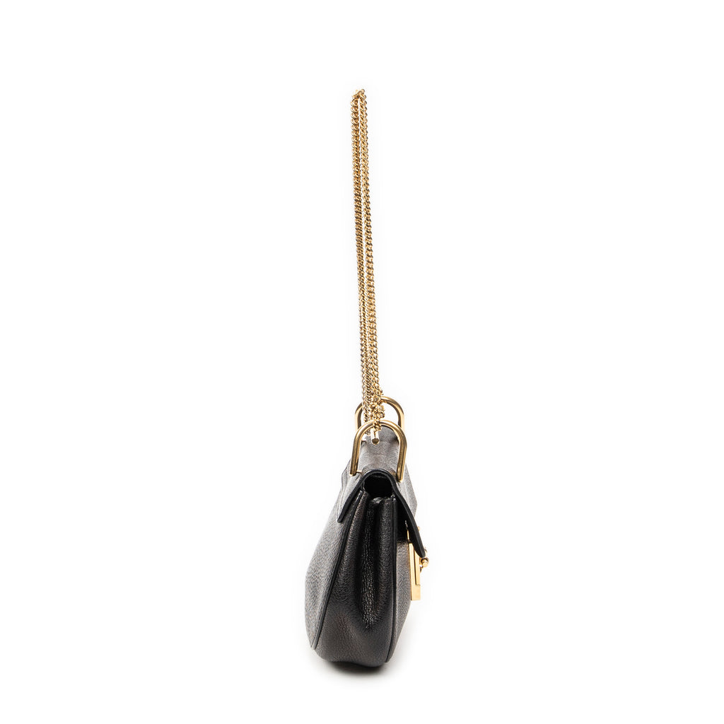 Shoulder Bag Mini Drew Black Grained Calfskin Leather