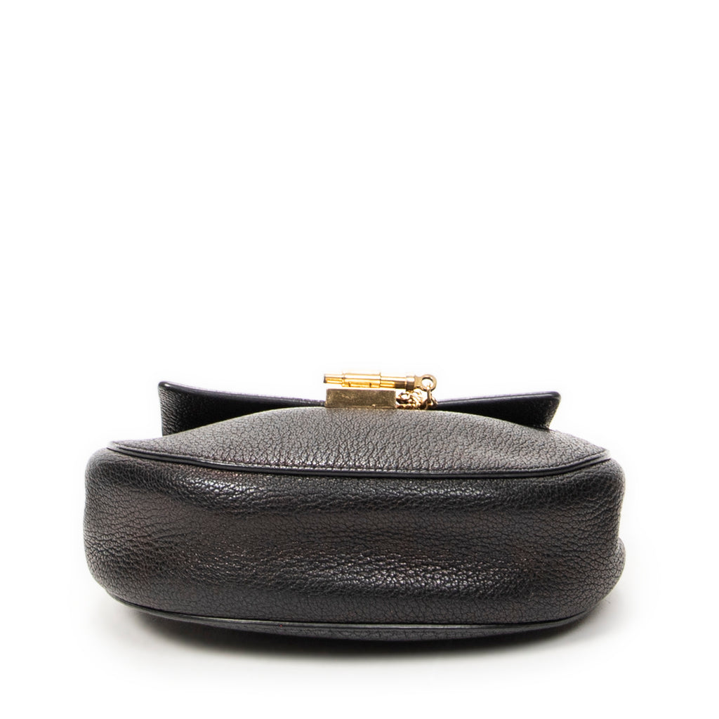 Shoulder Bag Mini Drew Black Grained Calfskin Leather