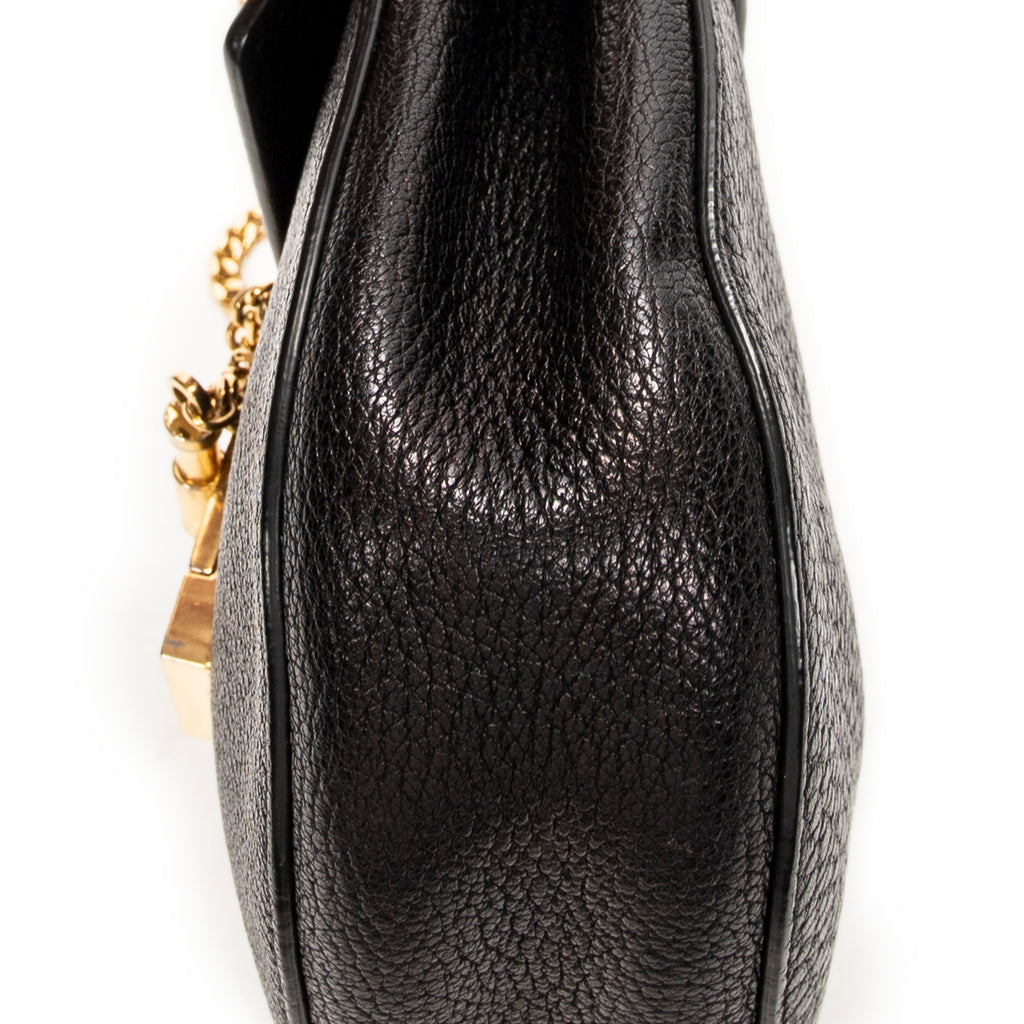 Shoulder Bag Mini Drew Black Grained Calfskin Leather
