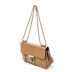 Shoulder Bag Medium Elsie Chain Flap Light Brown Grained Leather