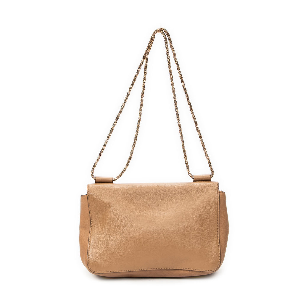 Shoulder Bag Medium Elsie Chain Flap Light Brown Grained Leather