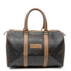 Travel Bag Vintage Small Travel Boston Dark Grey Honeycomb Coated Canvas