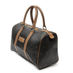 Travel Bag Vintage Small Travel Boston Dark Grey Honeycomb Coated Canvas
