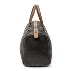 Travel Bag Vintage Small Travel Boston Dark Grey Honeycomb Coated Canvas