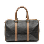 Travel Bag Vintage Small Travel Boston Dark Grey Honeycomb Coated Canvas