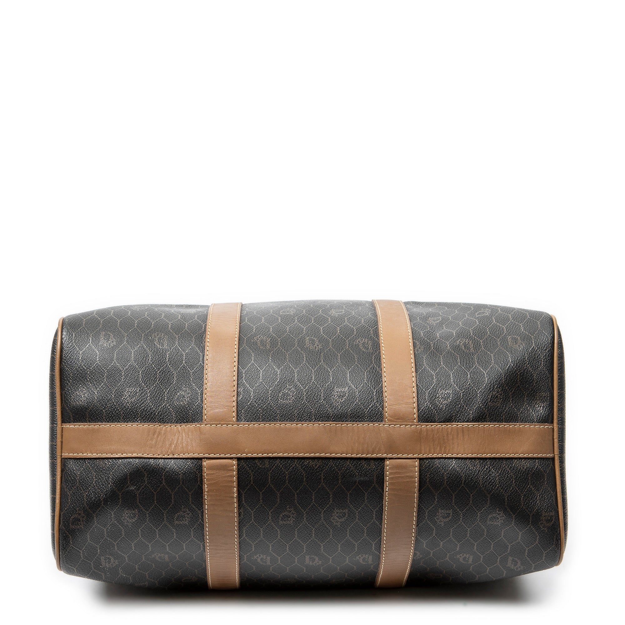 Travel Bag Vintage Small Travel Boston Dark Grey Honeycomb Coated Canvas