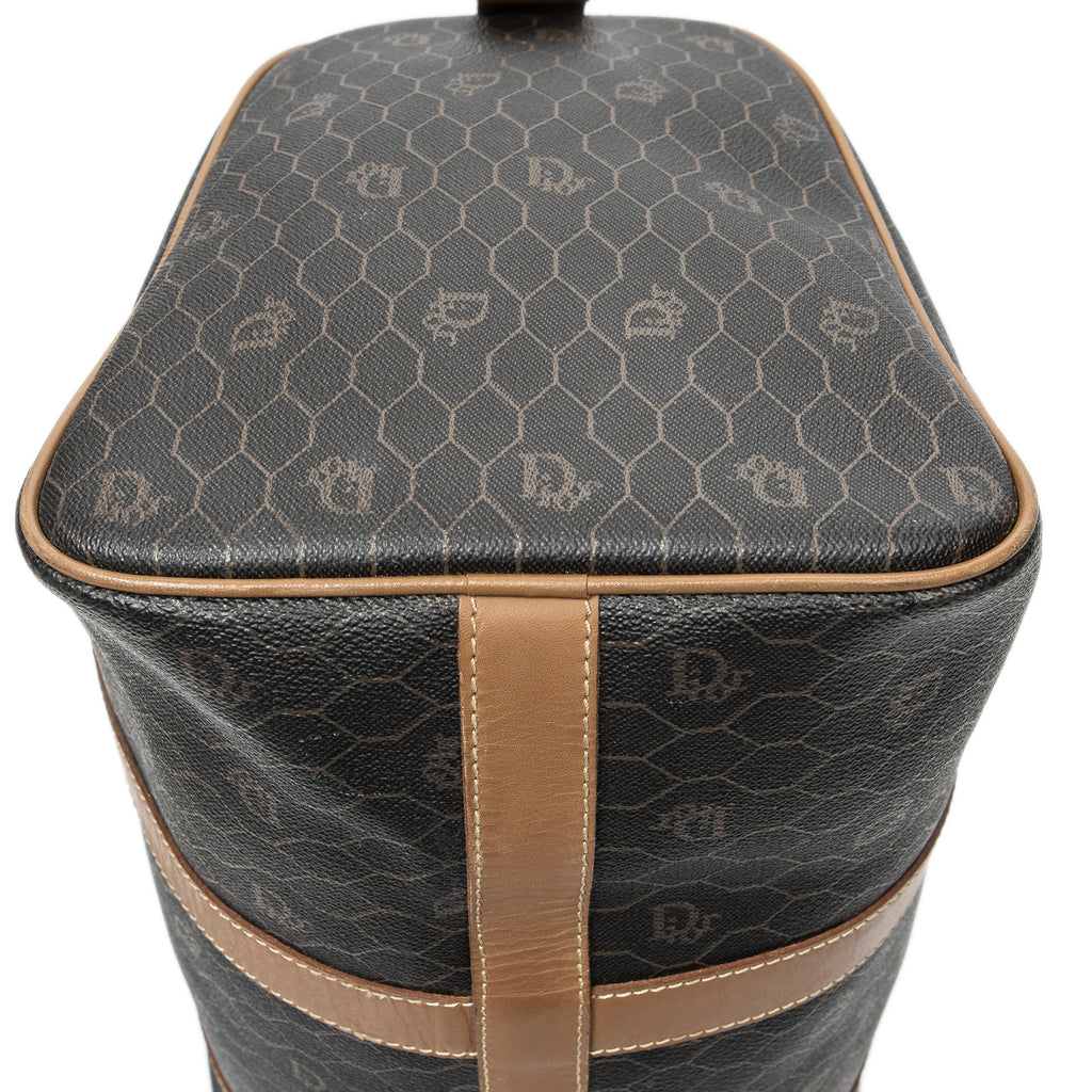 Travel Bag Vintage Small Travel Boston Dark Grey Honeycomb Coated Canvas